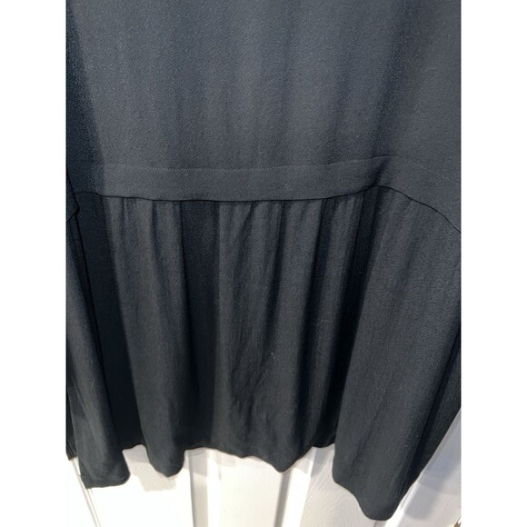 J Jill Babydoll Top Womens Size XL Long Sleeve Rayon Pleated Black Blouse - Picture 2 of 9